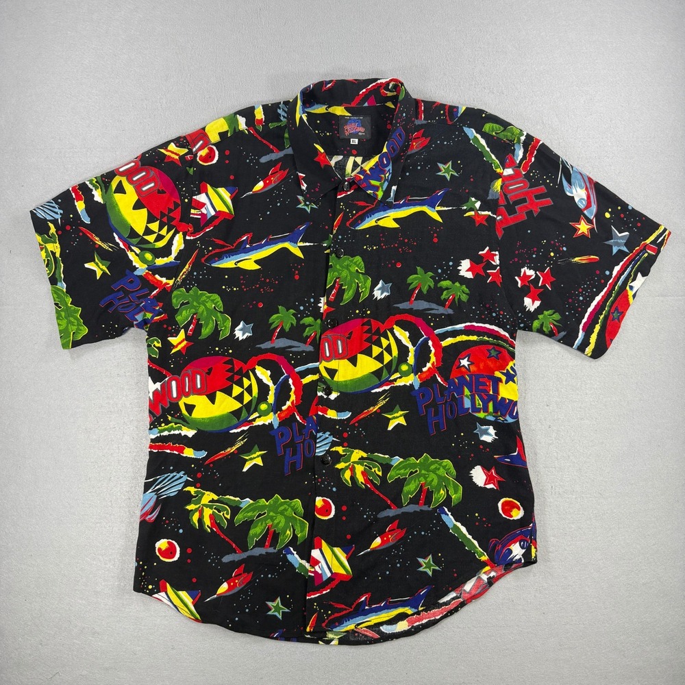 Vintage 90s Planet Hollywood Jams World Space Shirt XL Mens AOP Hawaiian Aloha